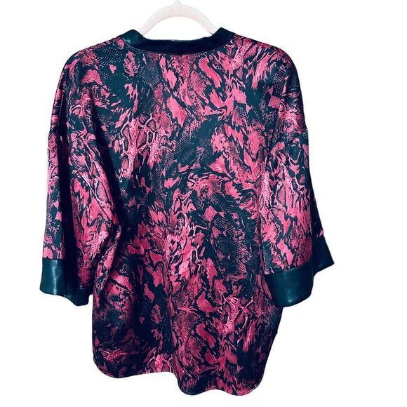 Marc New York Pink Floral Satin Kimono Style Half Sleeve Top Sz M - Picture 6 of 8